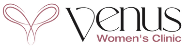 Venus Women's Clinic logo with heart-shaped lines around the V