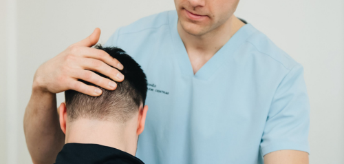 Patient undergoing physiotherapy in the clinic