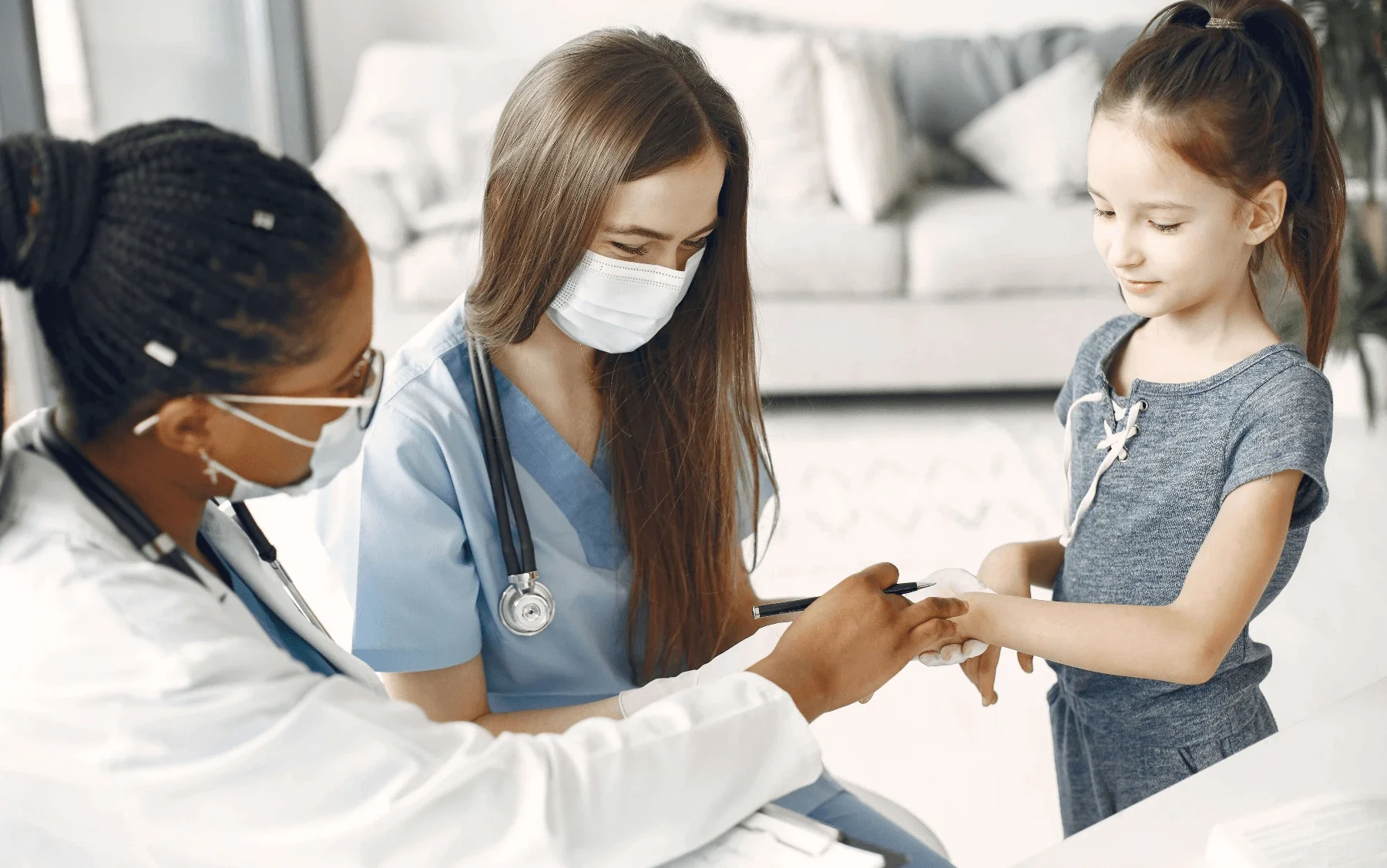 Specialist taking care of the child